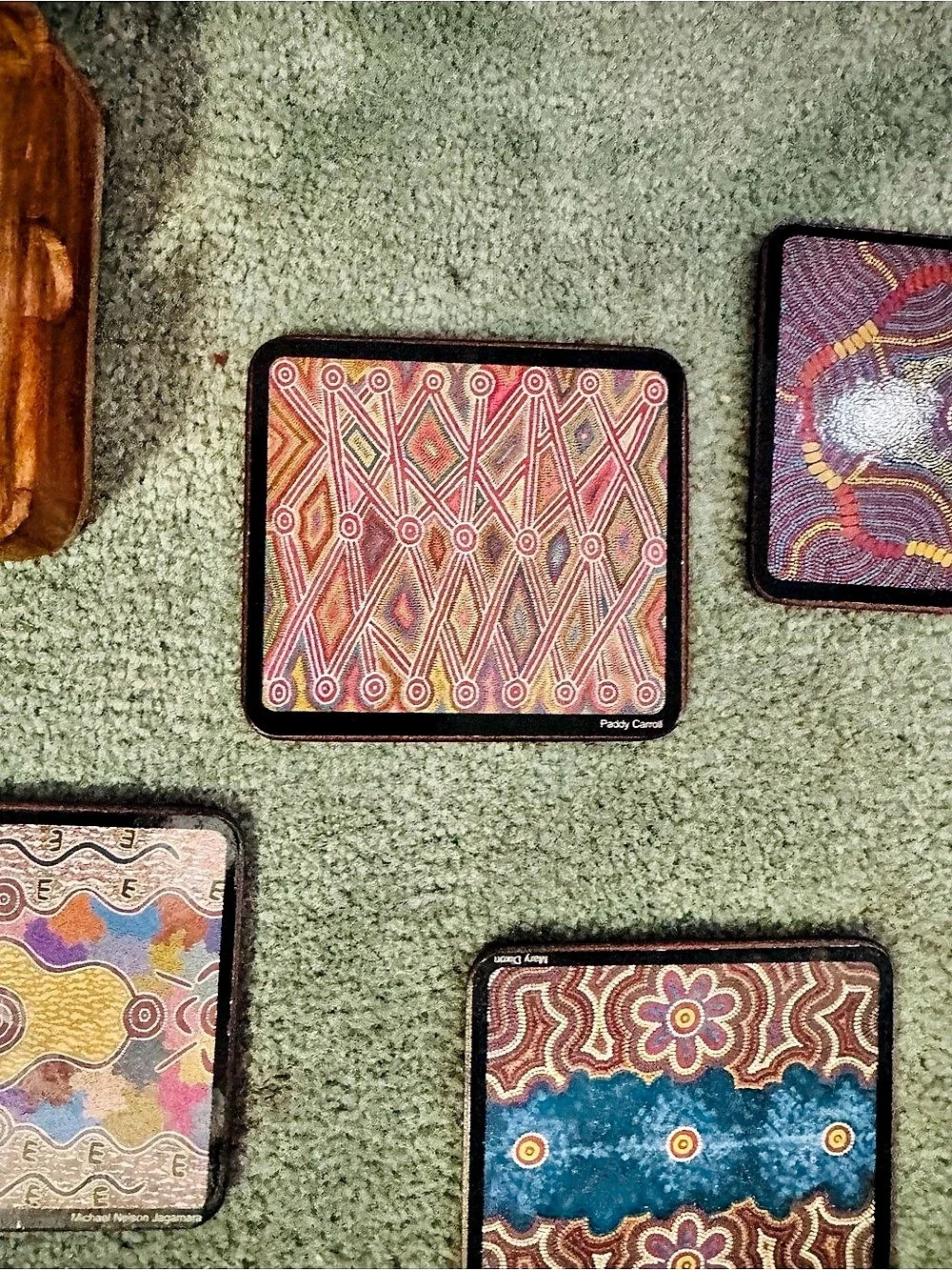 Vintage Yijan Australia Seven Sisters Dreaming Coasters Set of 6 Cork Hardboard
